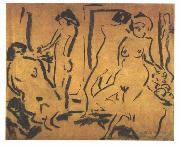 Ernst Ludwig Kirchner Female nudes in a atelier oil painting artist